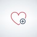 heart plus lineear icon. Add to favorites. heart add button. Editable stroke. Stock vector illustration isolated on