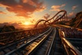 Heart-pounding sunset ride, Roller coaster\'s chilling loops leave you breathless Royalty Free Stock Photo