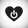 Heart power button icon on white background for graphic and web design, Modern simple vector sign. Internet concept. Trendy symbol