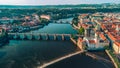 The heart of Prague - a bird`s eye view of the Charles Bridge..Czech Republic..