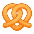 Heart pretzel icon, cartoon style