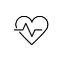 Heart Pulse Cardiogram icon. Outline Style Heartbeat Icon on White Background.