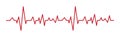 Heart pulse - curved red line on white background, medical tests - Vector Royalty Free Stock Photo