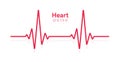 Heart pulse. Heartbeat line, cardiogram. Red and white colors. Beautiful healthcare, medical background. Modern simple design. Royalty Free Stock Photo