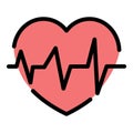Heart pulse icon color outline vector Royalty Free Stock Photo