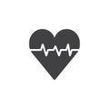 Heart with pulse icon vector