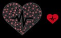 Heart Pulse Icon - Wire Frame Mesh with Constellation Nodes Royalty Free Stock Photo