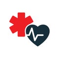 Heart pulse medical star life icon