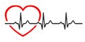 Heart pulse, one line, cardiogram, heartbeat - vector