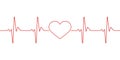 Heart pulse. Red and white colors. Heartbeat lone, cardiogram. Beautiful healthcare, medical background. Modern simple design.