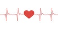 Heart pulse. Red and white colors. Heartbeat lone, cardiogram. Beautiful healthcare, medical background. Modern simple design.