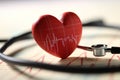 Heart pulse. Red and white colors. Heartbeat love, cardiogram. Generative AI Royalty Free Stock Photo