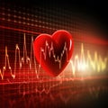 Heart pulse. Red and white colors. Heartbeat love, cardiogram. Generative AI Royalty Free Stock Photo