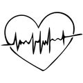 Heart with a pulse. Vector illustration. Examination of the patient. Assessment of arterial pulsation. A vital biological process.