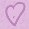 The heart is purple on a pale lilac background with a floral ornament.