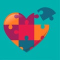 Heart puzzle for autism day concept vector illustration