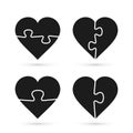 Heart Puzzle Icon Set. Vector isolated flat design illustration Royalty Free Stock Photo