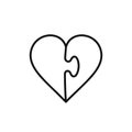 Heart puzzle outline icon, vector logo illustration