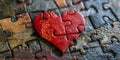 Heart puzzle pieces jigsaw forming a heart shape for charity concept. Concept Charity, Jigsaw Puzzle, Heart Shape, Symbolism, Royalty Free Stock Photo