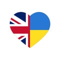 Heart puzzle pieces with national flags of Great Britain and Ukraine, connected parts Royalty Free Stock Photo