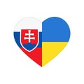 Heart puzzle pieces with national flags of Slovakia and Ukraine, connected parts Royalty Free Stock Photo