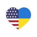 Heart puzzle pieces of Unated States and Ukraine flags, partnership, symbol of love and peace