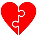 Heart puzzle symbol icon - red simple, isolated - vector Royalty Free Stock Photo