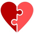 Heart puzzle symbol icon - red simple, isolated - vector Royalty Free Stock Photo