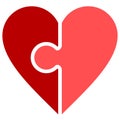 Heart puzzle symbol icon - red simple, isolated - vector Royalty Free Stock Photo