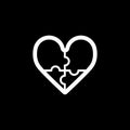 Heart puzzle vector icon. Black and white love illustration. Outline linear icon of heart. Royalty Free Stock Photo