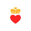 Heart Queen with Golden Crown. Isolated Vector Illustration Royalty Free Stock Photo