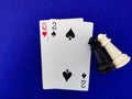 Heart of queen playing card with white,black chess queen
