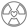 Heart with Radiation vector Radioactive icon or symbol in outline style Royalty Free Stock Photo