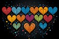 Heart Rain. Colorful Hearts Falling Like Raindrops in a Whimsical Display of Love and Joy