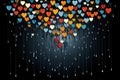 Heart Rain. Vibrant Illustration of Colorful Hearts Cascading from the Sky like Graceful Raindrops
