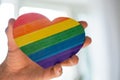heart rainbow colors in hand lgbt flag