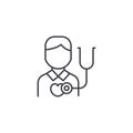 Heart rate auscultation linear icon concept. Heart rate auscultation line vector sign, symbol, illustration. Royalty Free Stock Photo