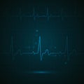 Heart rate on blue display. Heartbeat monitoring. vector Royalty Free Stock Photo