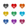 Heart rate color icon set isolated on white background Royalty Free Stock Photo