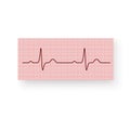 Heart Rate or a Heartbeat on a plotting paper. Cardiogram of the heart on a graph paper. Cardiogram of a healthy heart. Vector ill Royalty Free Stock Photo