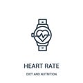 heart rate icon vector from diet and nutrition collection. Thin line heart rate outline icon vector illustration. Linear symbol Royalty Free Stock Photo