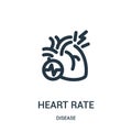 heart rate icon vector from disease collection. Thin line heart rate outline icon vector illustration. Linear symbol for use on Royalty Free Stock Photo