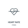 heart rate icon vector from fitness collection. Thin line heart rate outline icon vector illustration. Linear symbol for use on Royalty Free Stock Photo