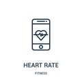 heart rate icon vector from fitness collection. Thin line heart rate outline icon vector illustration. Linear symbol for use on Royalty Free Stock Photo