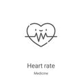 heart rate icon vector from medicine collection. Thin line heart rate outline icon vector illustration. Linear symbol for use on Royalty Free Stock Photo