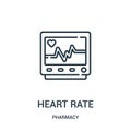 heart rate icon vector from pharmacy collection. Thin line heart rate outline icon vector illustration Royalty Free Stock Photo