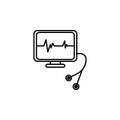 heart rate meter line icon. Element of simple medicine icon for mobile concept and web apps. Thin line heart rate meter icon can Royalty Free Stock Photo