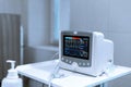 Heart rate monitor in hospital theater. Medical vital signs monitor instrument in a hospital on anesthesia surgery monitor.  ECG Royalty Free Stock Photo
