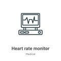 Heart rate monitor outline vector icon. Thin line black heart rate monitor icon, flat vector simple element illustration from Royalty Free Stock Photo