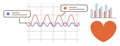 Heart rate monitoring with wave graphs, data analysis, and health statistics visualization Royalty Free Stock Photo
